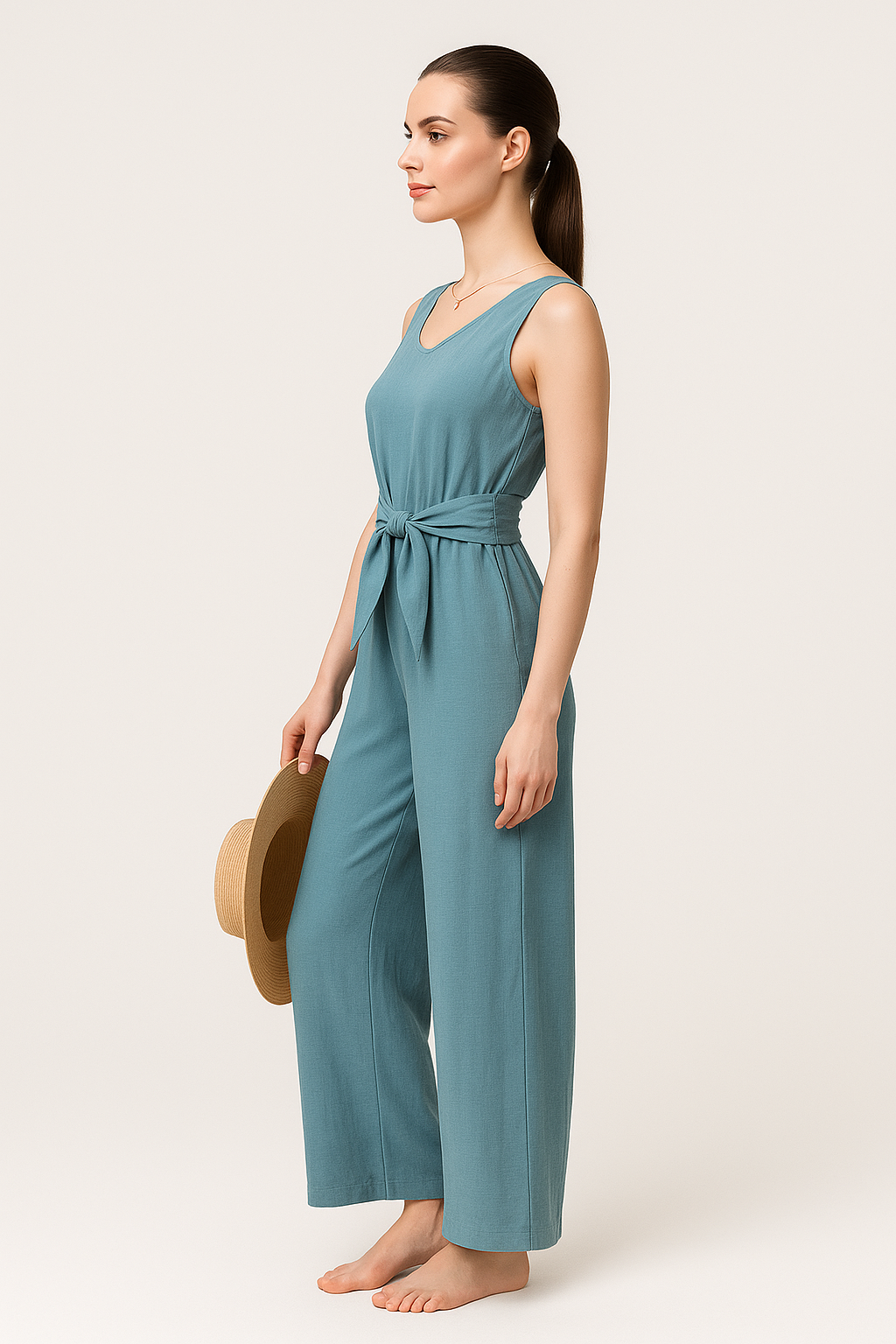 Tuta estiva con scollo a V e cintura annodata - - 12/28/2024 annodata cintura estiva GOOD jumpsuit one-pieces scollo Summer/Jumpsuit tuta tuta estiva - Concept Palermo