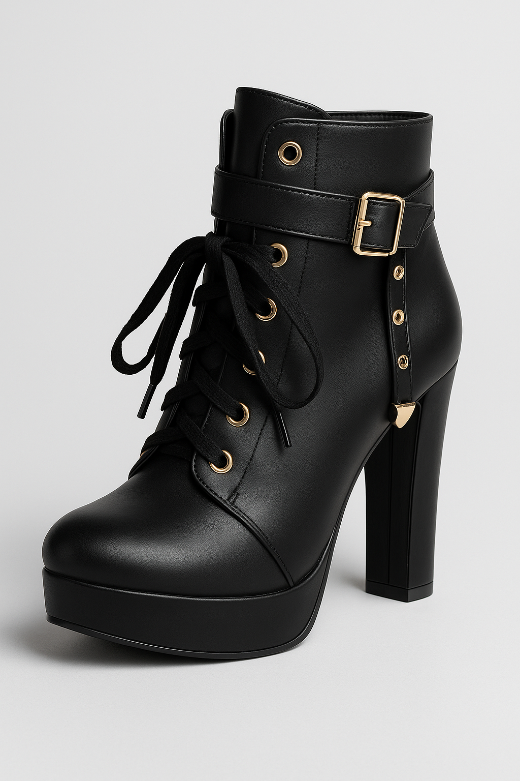 Stivaletti alla Caviglia con Tacco Alto e Lacci Pelle - Nero - alla BOOTS Boots & Shoes caviglia lacci pelle shoes stivaletti stivaletti alla tacco - Concept Palermo