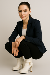 Elegante herenschoenen met hoge hak en hartvormige bedel - modern design