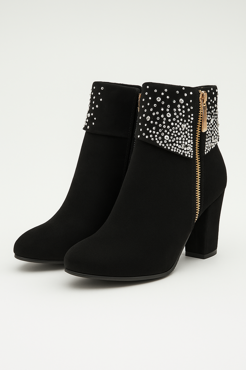 Stivaletti con Tacco Alto e Dettagli in Strass Donna - Nero - BOOTS Boots & Shoes dettagli donna shoes shoes for women shoes woman Shoes women stivaletti stivaletti tacco strass tacco woman shoes summer 2025 - Concept Palermo