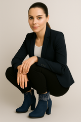 Enkellaarsjes met hoge hak en strassdetails voor dames