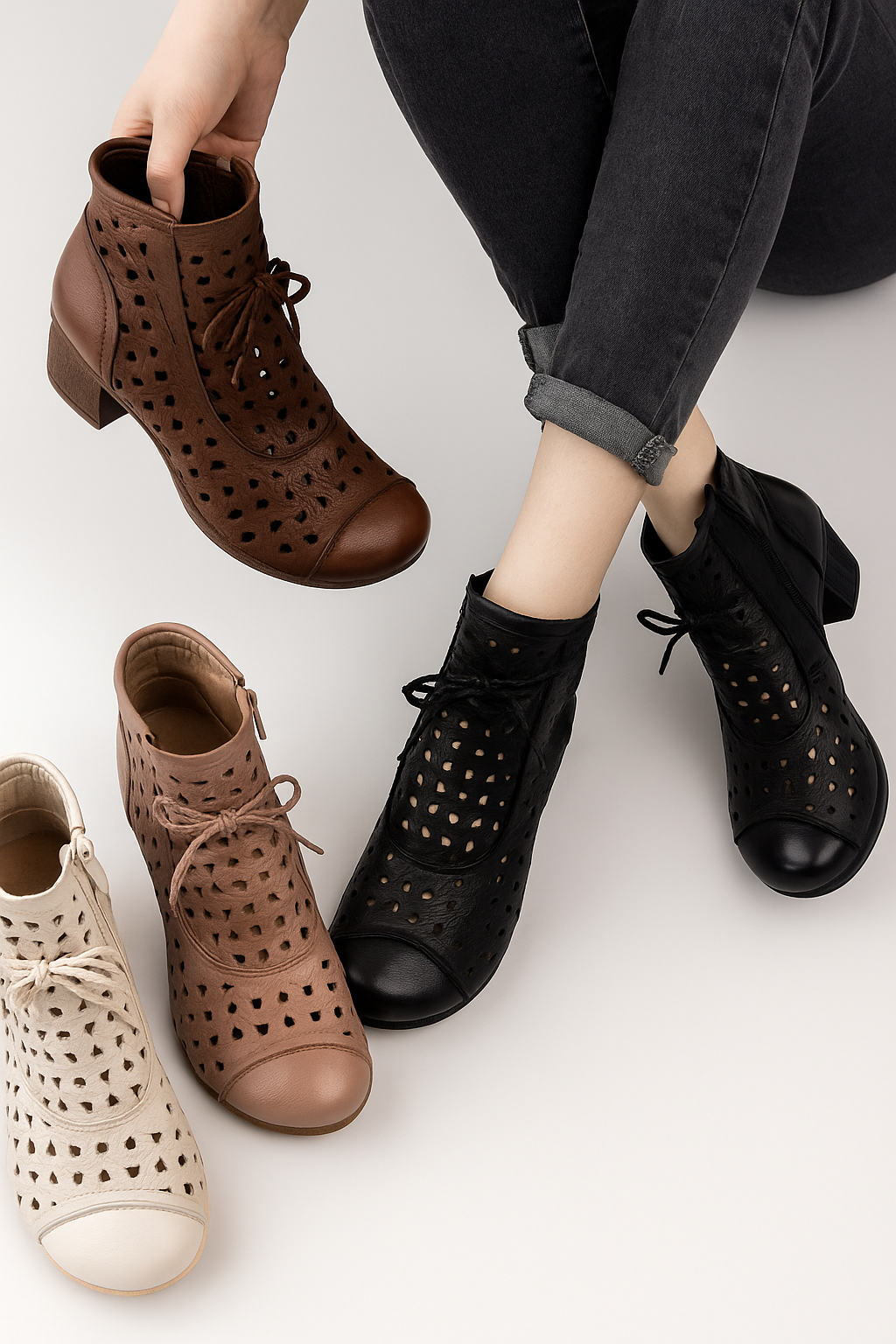 Stivaletti Estivi con Lacci e Design Traforato Uomo - - BOOTS Boots & Shoes design estivi lacci shoes shoes for women shoes woman Shoes women stivaletti stivaletti estivi traforato uomo - Concept Palermo