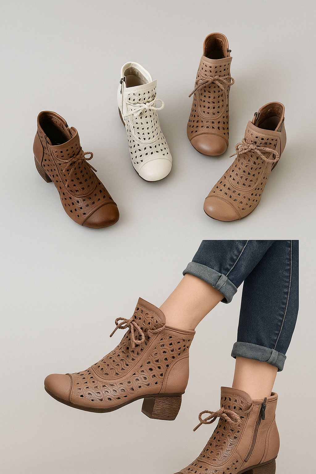 Stivaletti Estivi con Lacci e Design Traforato Uomo - - BOOTS Boots & Shoes design estivi lacci shoes shoes for women shoes woman Shoes women stivaletti stivaletti estivi traforato uomo - Concept Palermo