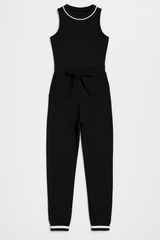 Mouwloze sportieve jumpsuit met contrasterende details