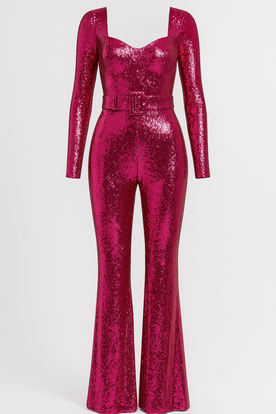Tuta Luminosa Donna con Paillettes Scintillanti e Maniche Lunghe Eleganti - Rosa caldo - 12/28/2024 jumpsuit Linen luminosa lunghe maniche one-pieces paillettes Solid Spring Summer Summer/Jumpsuit tuta tuta luminosa Unisex - Concept Palermo