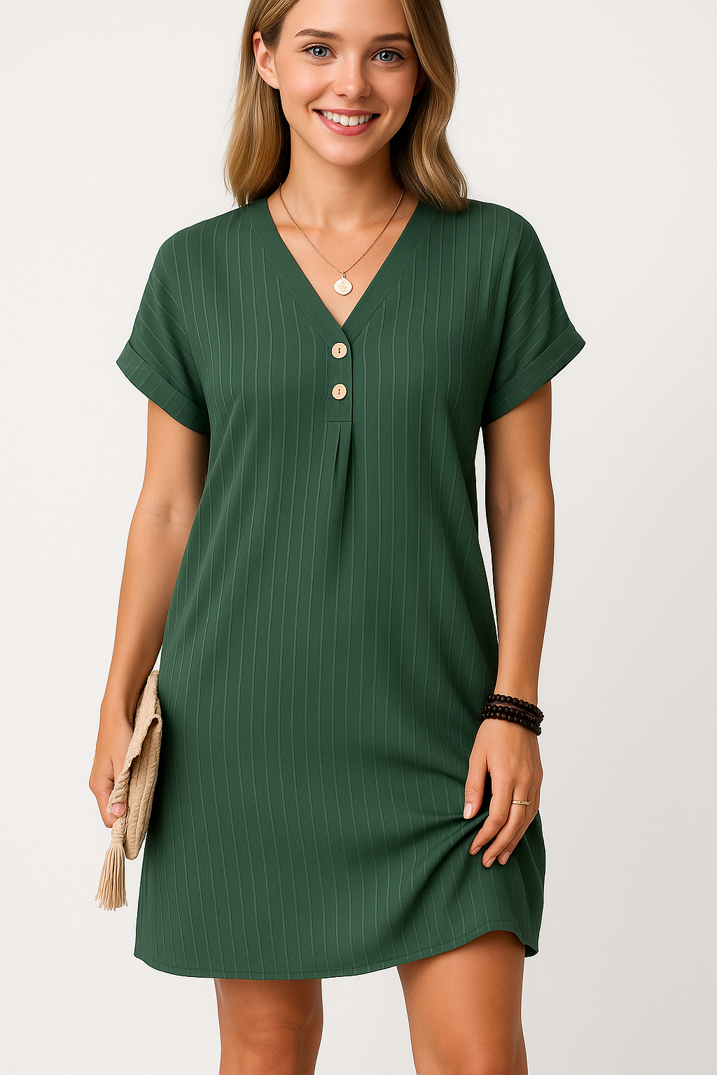 Abito estivo casual in cotone a coste con bottoni decorativi Donna - - +5 abito abito estivo bottoni casual coste cotone decorativi donna GOOD OLD Summer/Dresses - Concept Palermo