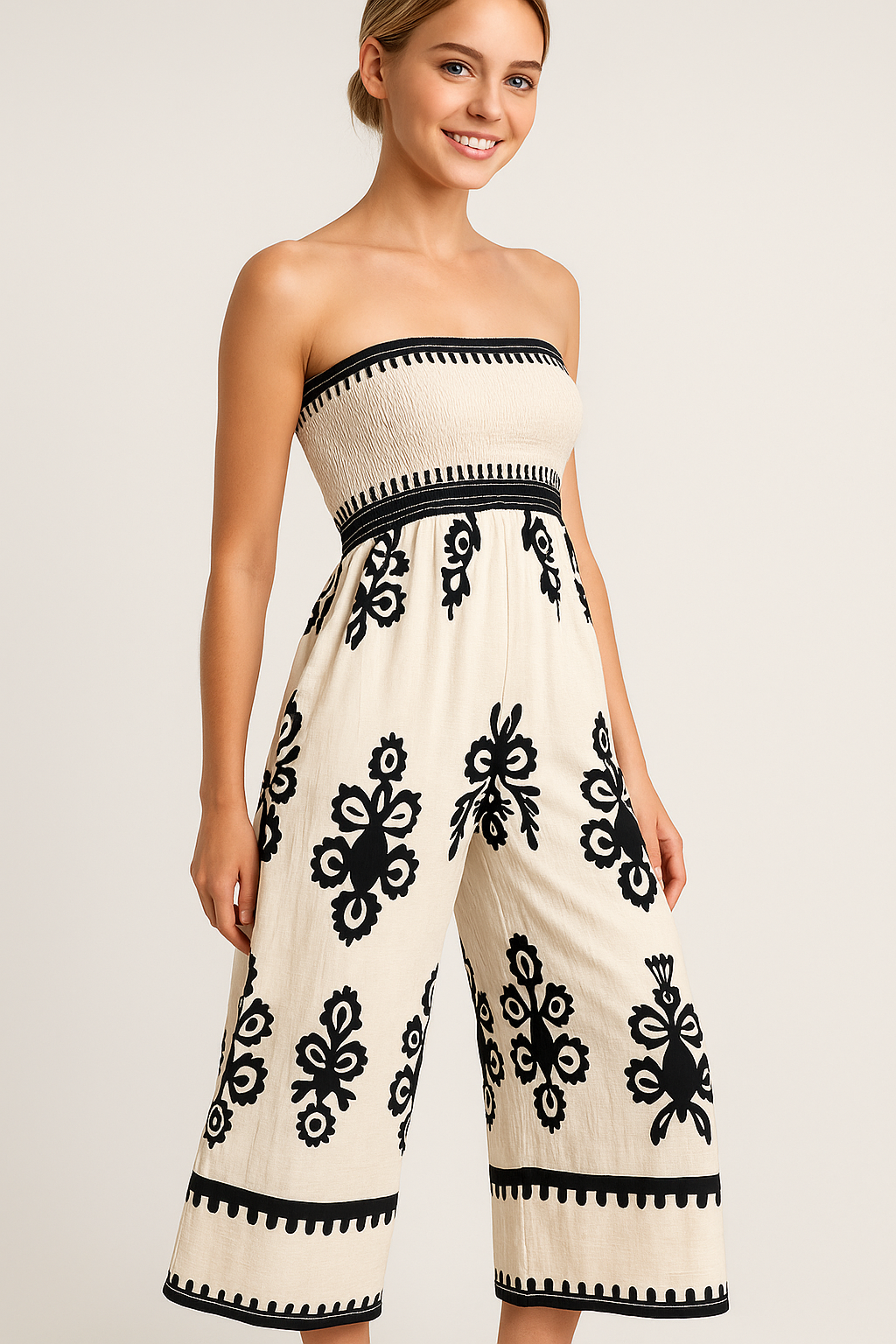 Tuta Estiva Ricamata con Fascia Elasticizzata e Spacco Laterale - - elasticizzata estiva fascia jumpsuit jumpsuit estivo laterale one-pieces ricamata spacco Summer/Jumpsuit tuta - Concept Palermo