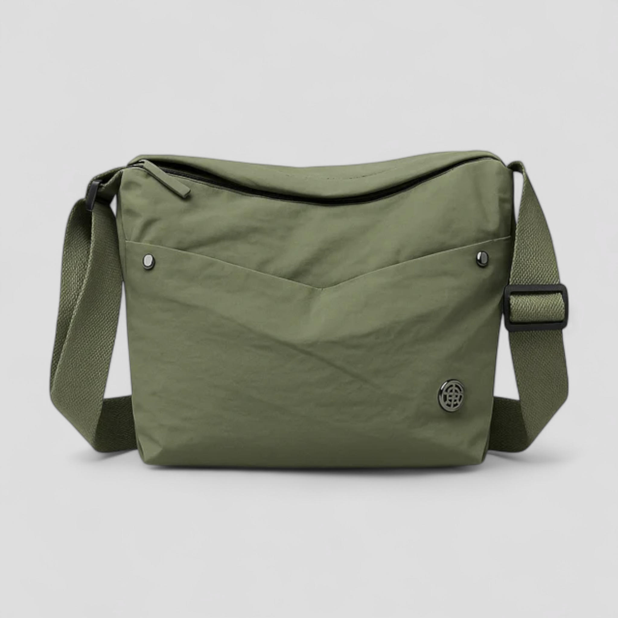 Borsa a Tracolla Donna Grande Nera in Nylon Impermeabile Elegante con Zip e Tasche - Verde - bag Bags borsa borsa tracolla capiente donna fashion impermeabile nylon Shoulder Bags women bags - Concept Palermo