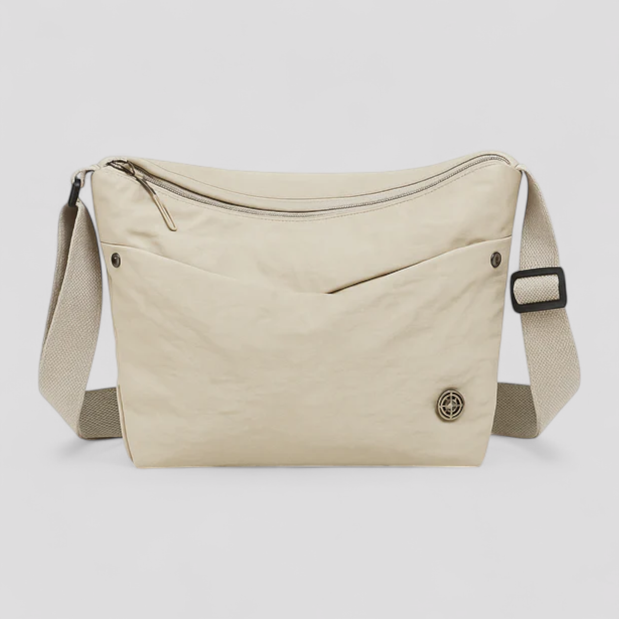 Borsa a Tracolla Donna Grande Nera in Nylon Impermeabile Elegante con Zip e Tasche - Beige - bag Bags borsa borsa tracolla capiente donna fashion impermeabile nylon Shoulder Bags women bags - Concept Palermo