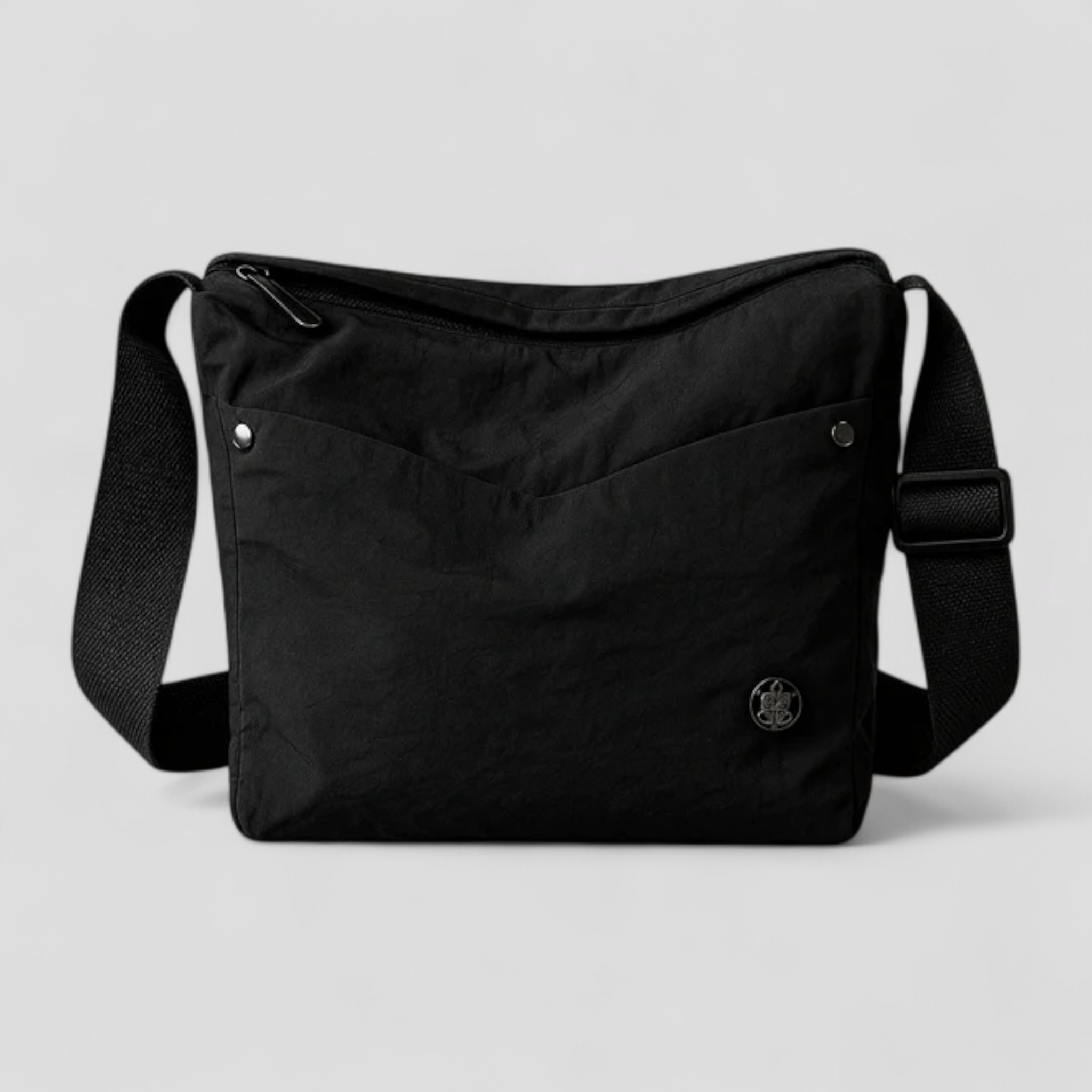 Borsa a Tracolla Donna Grande Nera in Nylon Impermeabile Elegante con Zip e Tasche - Nero - bag Bags borsa borsa tracolla capiente donna fashion impermeabile nylon Shoulder Bags women bags - Concept Palermo
