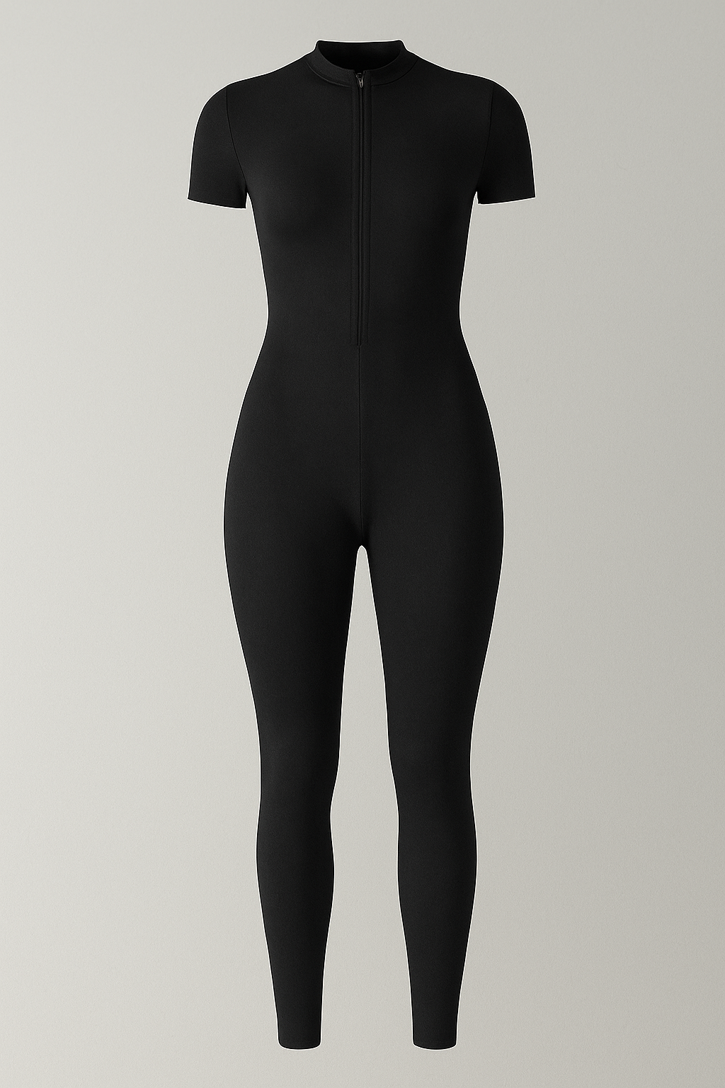 Tuta Sportiva Elasticizzata a Maniche Corte con Zip Frontale - Nero - Casual/Sporty corte elasticizzata frontale maniche set sportivo uomo sportiva sports tuta tuta sportiva women's sportswear - Concept Palermo