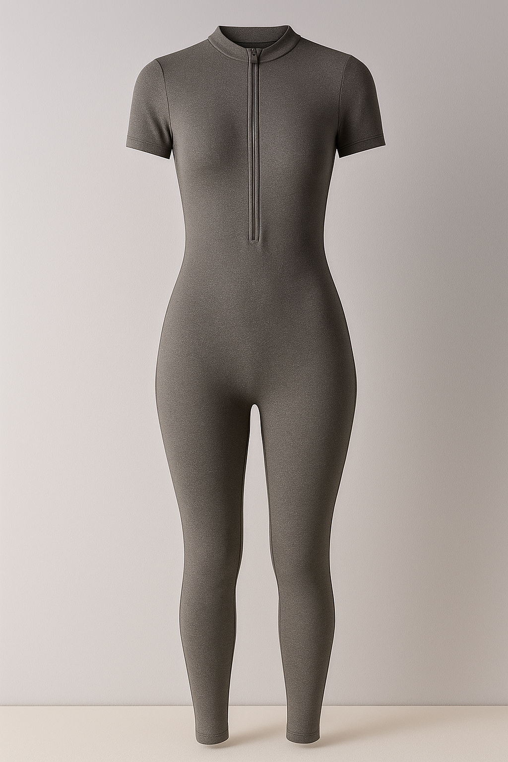 Tuta Sportiva Elasticizzata a Maniche Corte con Zip Frontale - Grigio Scuro - Casual/Sporty corte elasticizzata frontale maniche set sportivo uomo sportiva sports tuta tuta sportiva women's sportswear - Concept Palermo