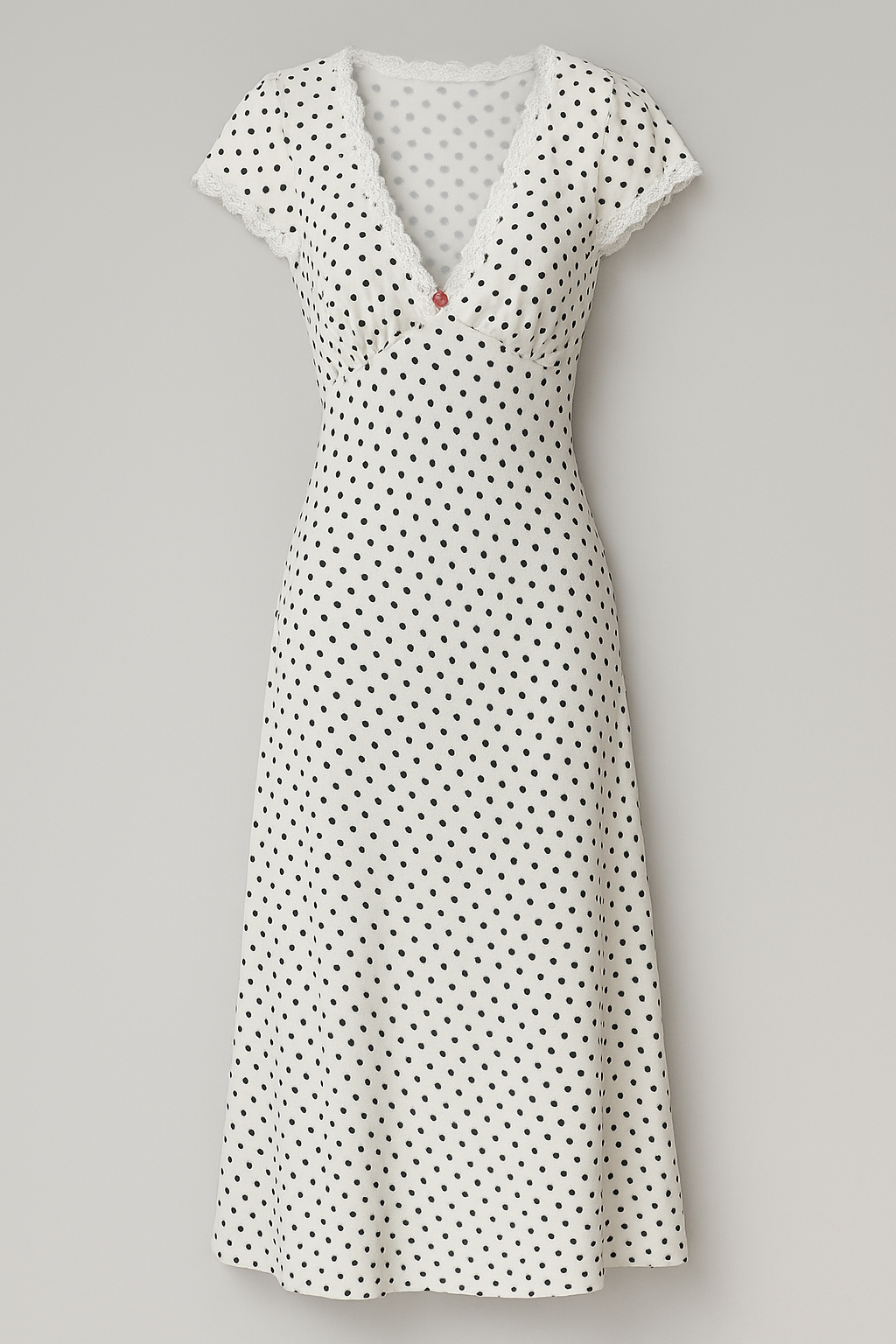 Vestito Midi a Pois con Merletto e Fiore Ricamato Donna - Bianco - 1688 online black blue cathryn-d cici select clothing coll:dresses coll:vacation coll:weekend_getaway cyy daily donna dresses ellie fiore hm selected in_six_month joey select joey select2 leisure maxi merletto midi non-stretch not_low_sales photo_model plain pois regular regular fit ricamato romantic/vintage short sleeve spring summer v-neck vacation vestito white women woven fabric - Concept Palermo