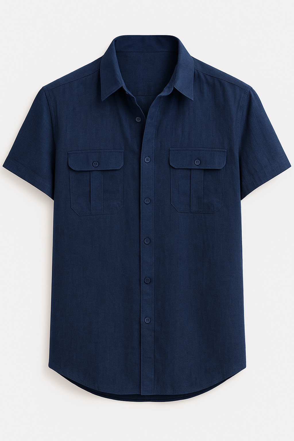 Camicia estiva da uomo in lino con maniche corte e tasche anteriori - Blu navy - anteriori camicia camicia estiva corte estiva lino maniche men's polo shirt men's top clothes shirts & polos Shirts und Polos - Concept Palermo