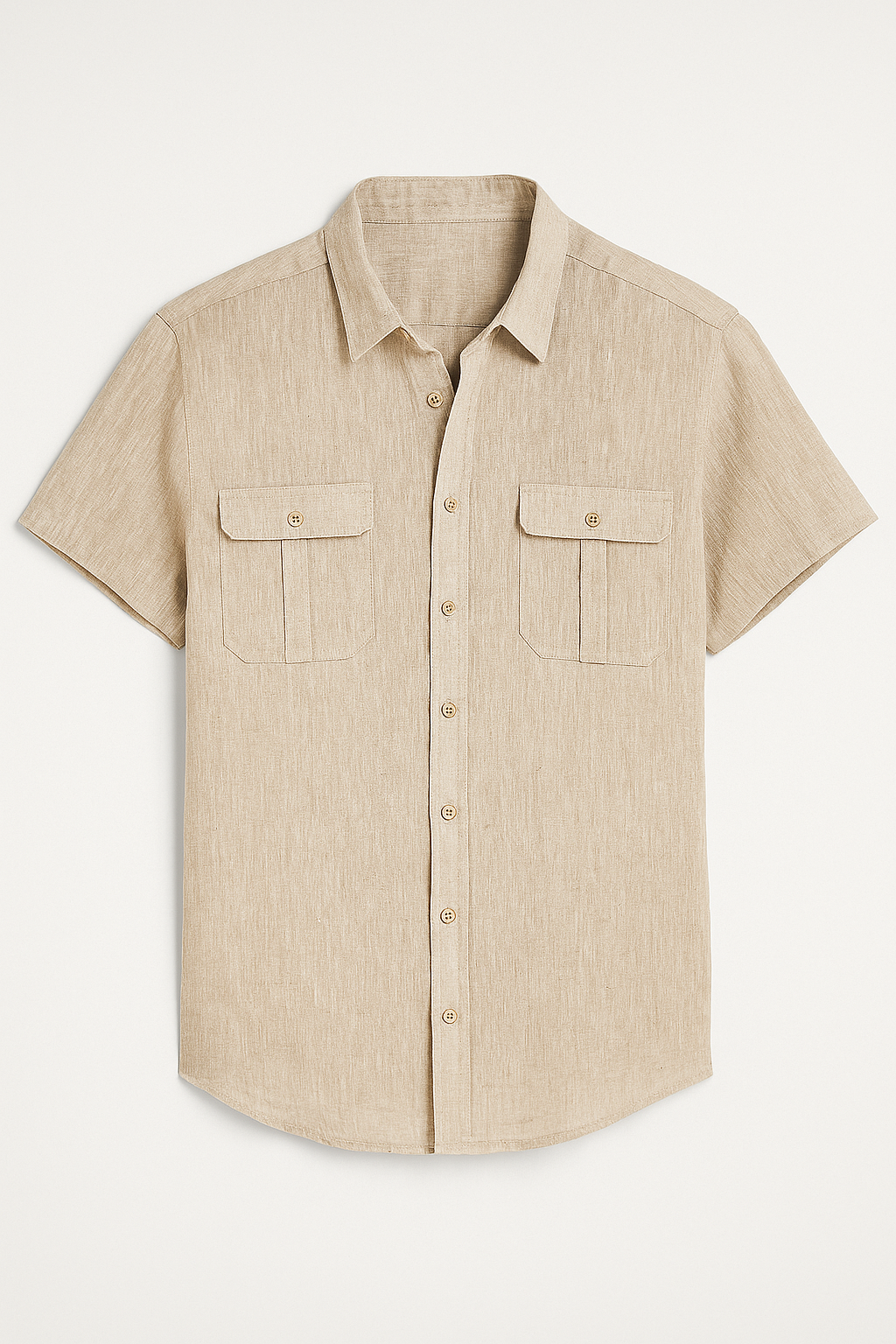 Camicia estiva da uomo in lino con maniche corte e tasche anteriori - Albicocca - anteriori camicia camicia estiva corte estiva lino maniche men's polo shirt men's top clothes shirts & polos Shirts und Polos - Concept Palermo