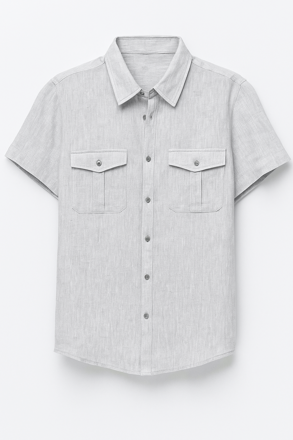 Camicia estiva da uomo in lino con maniche corte e tasche anteriori - Grigio - anteriori camicia camicia estiva corte estiva lino maniche men's polo shirt men's top clothes shirts & polos Shirts und Polos - Concept Palermo