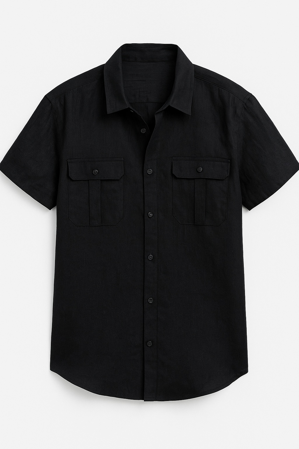 Camicia estiva da uomo in lino con maniche corte e tasche anteriori - Nero - anteriori camicia camicia estiva corte estiva lino maniche men's polo shirt men's top clothes shirts & polos Shirts und Polos - Concept Palermo