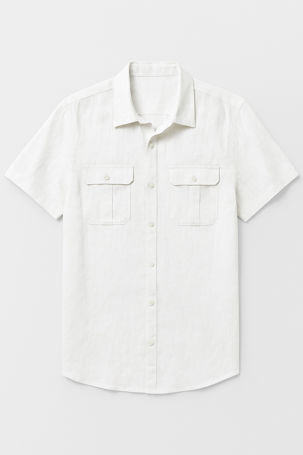 Camicia estiva da uomo in lino con maniche corte e tasche anteriori - Bianco - anteriori camicia camicia estiva corte estiva lino maniche men's polo shirt men's top clothes shirts & polos Shirts und Polos - Concept Palermo