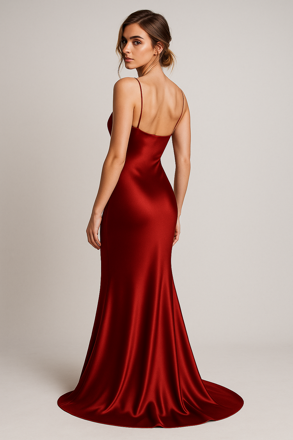 Abito lungo in raso con scollo a cascata e spalline a spaghetto Donna - - abito abito raso cascata casual donna Dresses raso scollo spaghetto Women - Concept Palermo