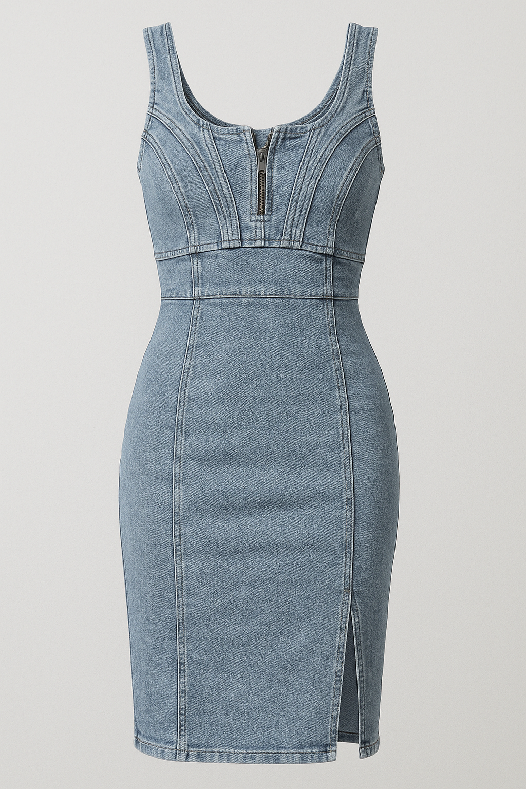 Figi su Denim Midi Dress con Spacco e Vintage-Perception Donna - Blu - casual denim donna dress dresses Dresses & Jumpsuits figi figi denim midi Midi Dresses New Arrivals perception Spring/Summer Women - Concept Palermo