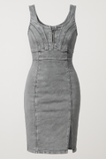 Vestido midi de mezclilla con abertura y estilo vintage para mujer