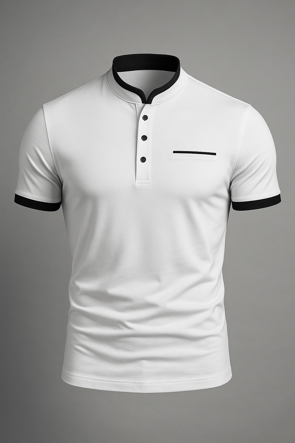 Polo Uomo Slim Fit in Cotone con Colletto alla Coreana - Tanti Colori e Taglie Disponibili - Bianco - alla colletto coreana men's polo men's polo shirt men's top clothes polo polo uomo shirts & polos Shirts und Polos slim uomo - Concept Palermo