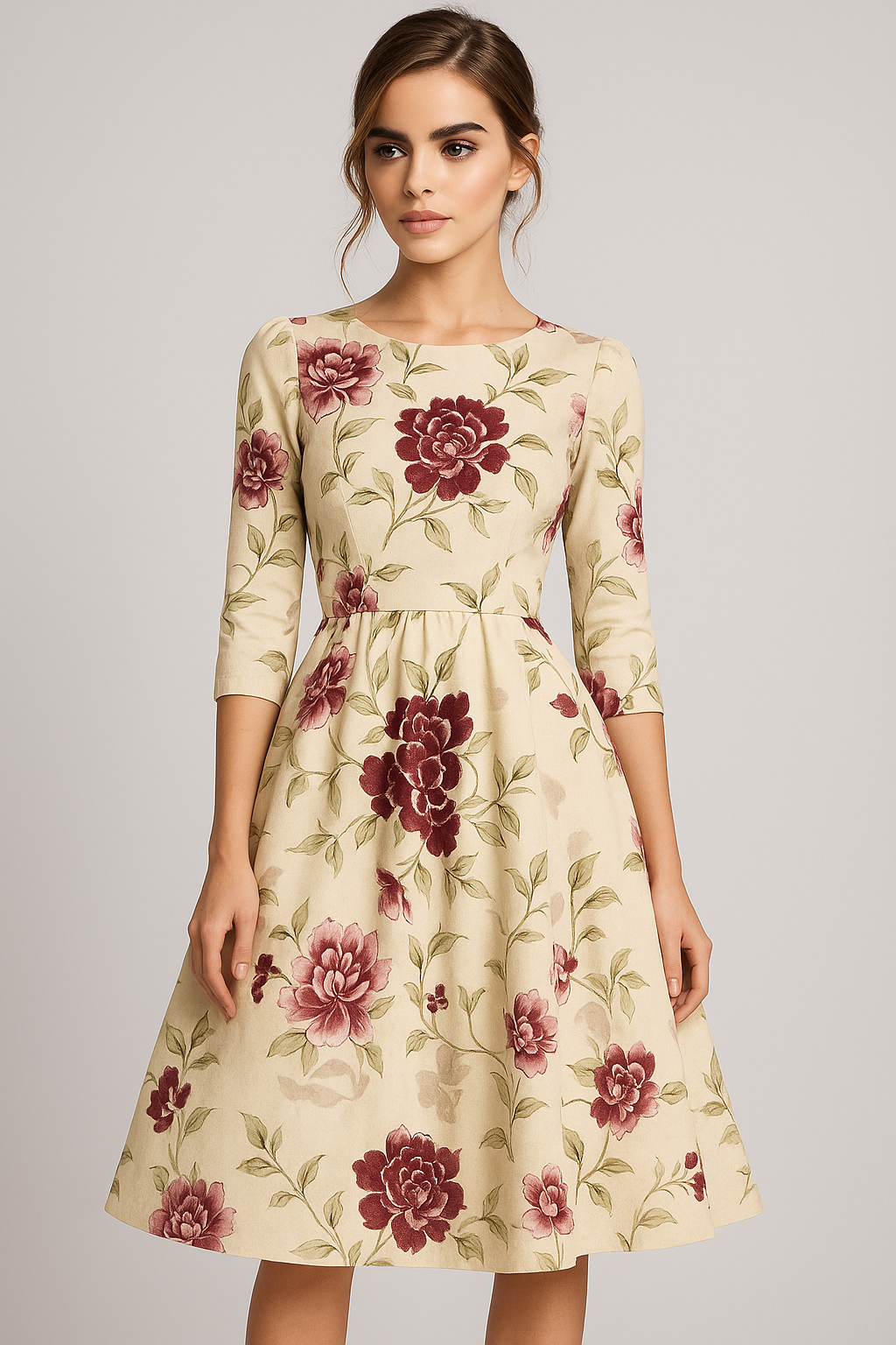 Vestito midi con stampa floreale e maniche 3/4 Donna - - ADULT donna dresses Fashion & Casual floreale Frauen Kleider maniche midi stampa vestito vestito midi - Concept Palermo