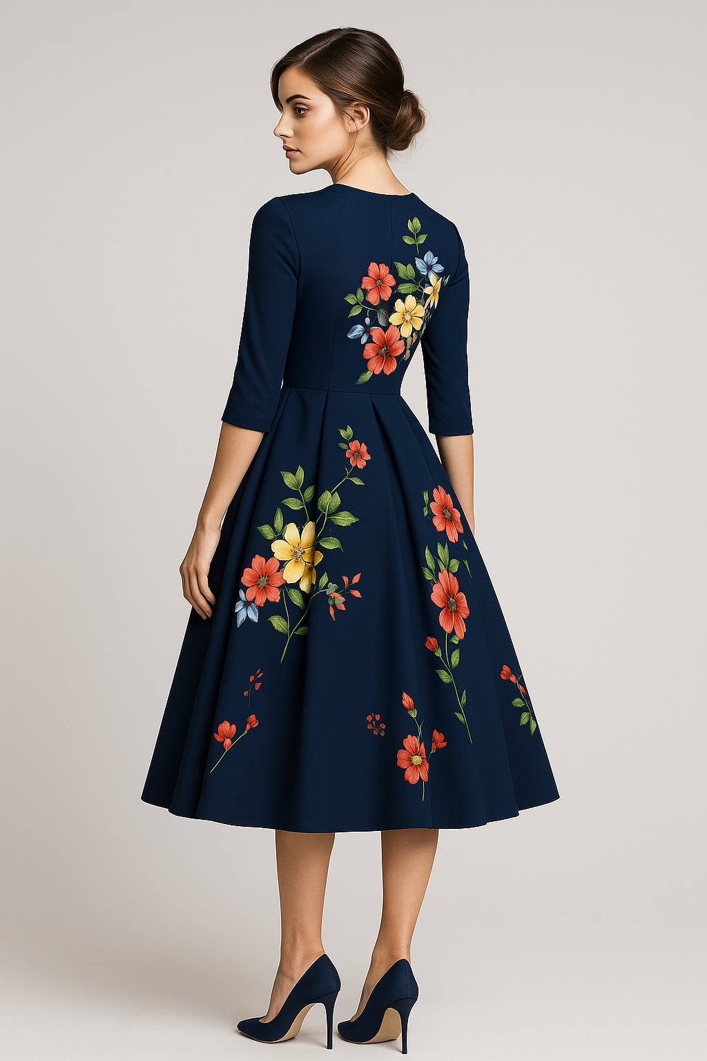 Vestito midi con stampa floreale e maniche 3/4 Donna - - ADULT donna dresses Fashion & Casual floreale Frauen Kleider maniche midi stampa vestito vestito midi - Concept Palermo