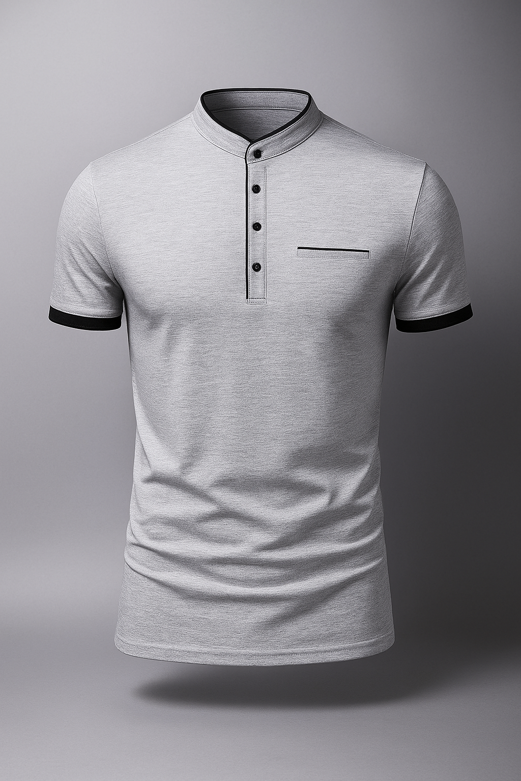 Polo Uomo Slim Fit in Cotone con Colletto alla Coreana - Tanti Colori e Taglie Disponibili - Grigio - alla colletto coreana men's polo men's polo shirt men's top clothes polo polo uomo shirts & polos Shirts und Polos slim uomo - Concept Palermo