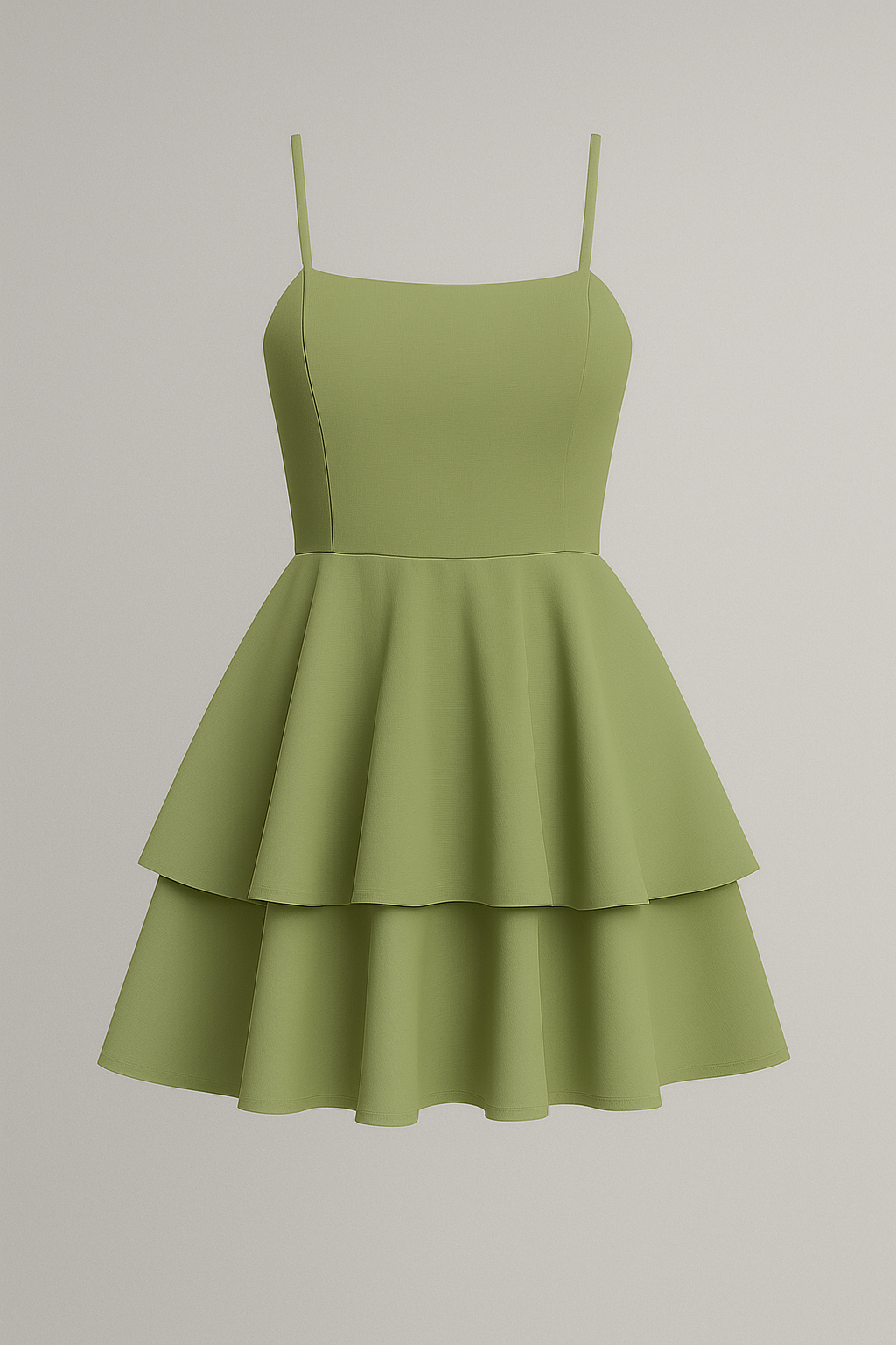 Abito estivo corto con spalline a spaghetti e volant Donna - Verde chiaro - abito abito estivo donna dresses estivo Frauen Kleider spaghetti spalline Summer volant women - Concept Palermo