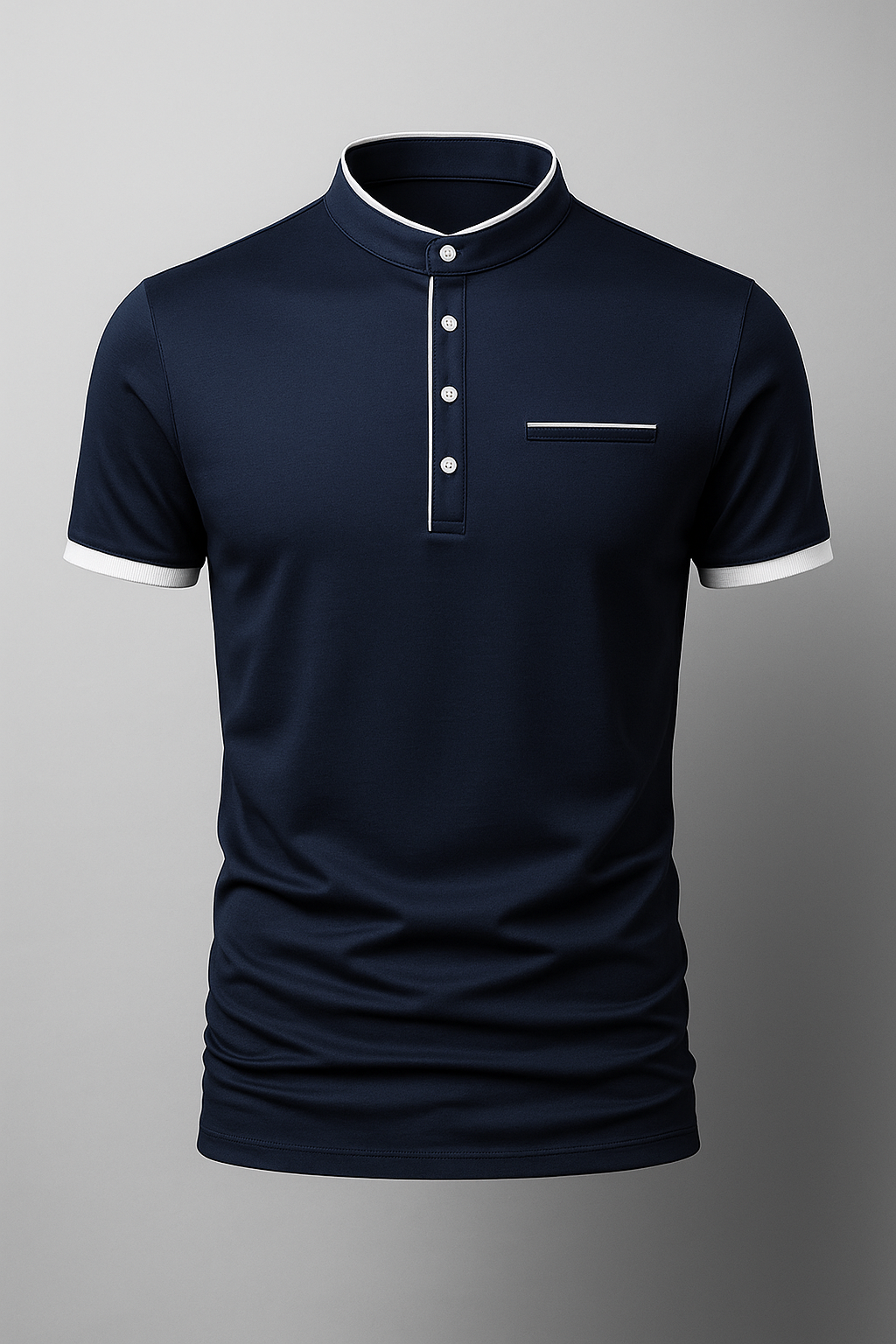 Polo Uomo Slim Fit in Cotone con Colletto alla Coreana - Tanti Colori e Taglie Disponibili - Blu marino - alla colletto coreana men's polo men's polo shirt men's top clothes polo polo uomo shirts & polos Shirts und Polos slim uomo - Concept Palermo