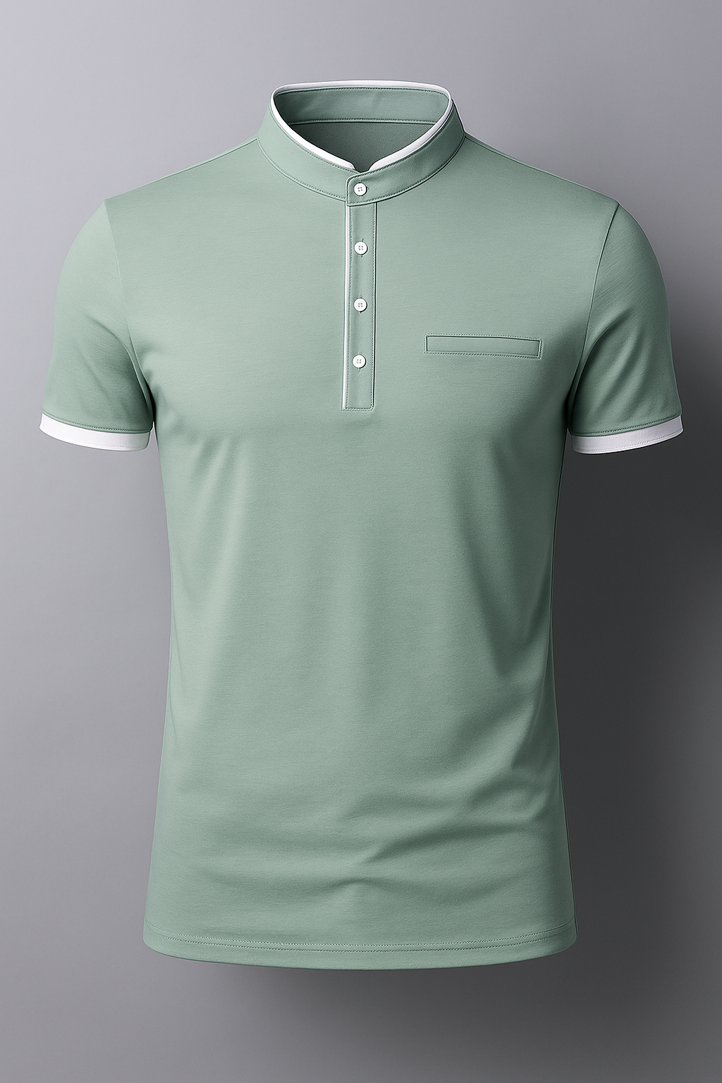 Polo Uomo Slim Fit in Cotone con Colletto alla Coreana - Tanti Colori e Taglie Disponibili - Verde - alla colletto coreana men's polo men's polo shirt men's top clothes polo polo uomo shirts & polos Shirts und Polos slim uomo - Concept Palermo