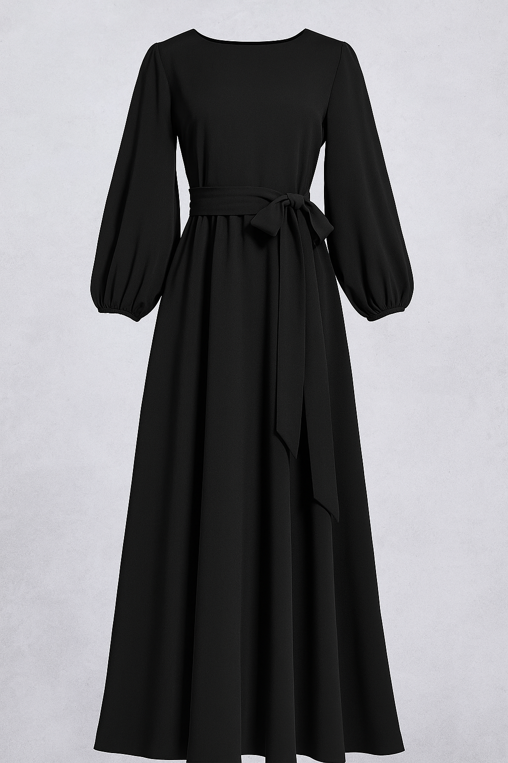 Maxi Abito Donna Elegante con Cintura in Vita, Vestito Lungo Estivo - Nero - abito abito cintura cintura donna dresses fashion Frauen Kleider langes Kleid - Concept Palermo