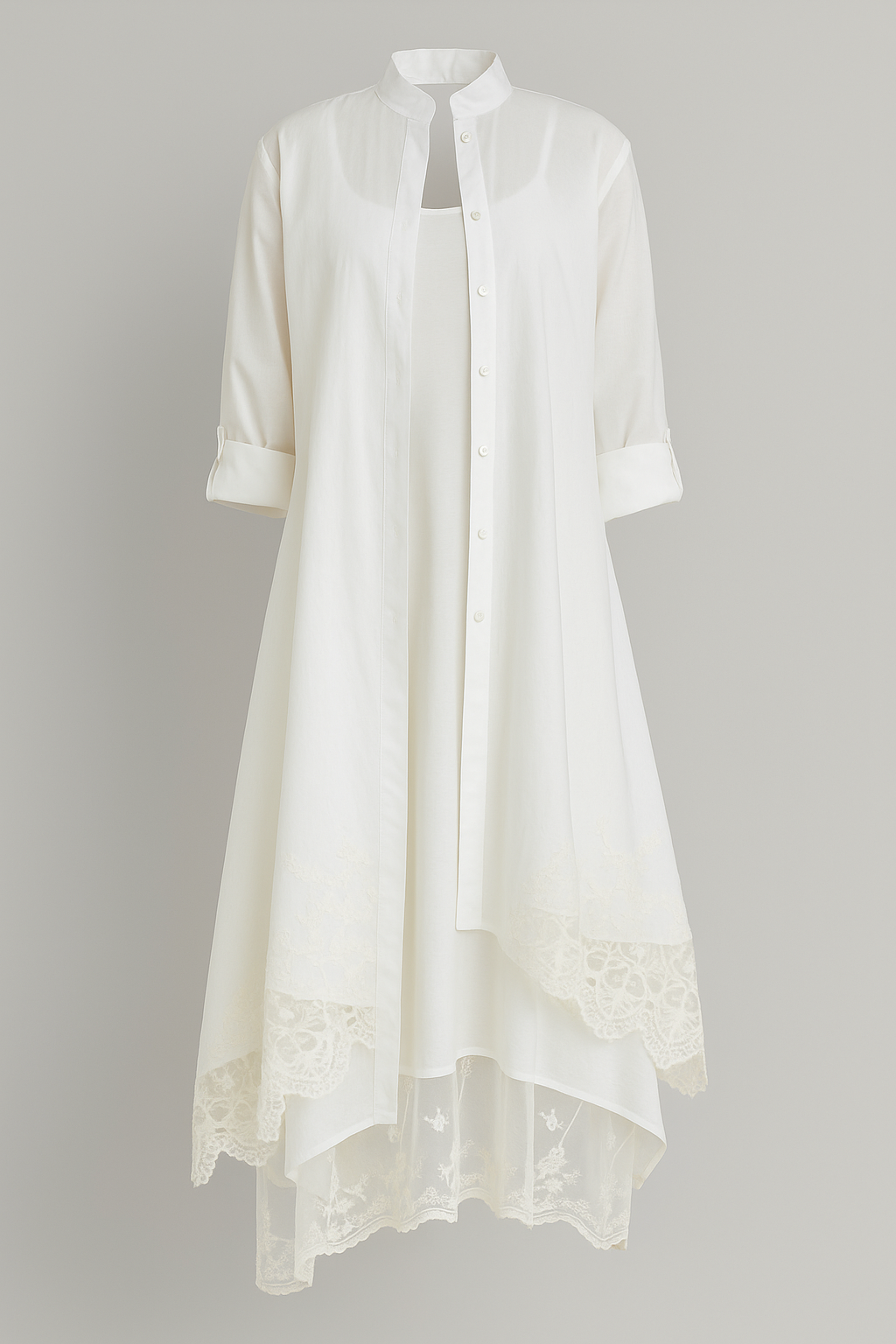 Abito Lungo Boho con Dettagli in Pizzo & Camicia Abbinata Donna - Nero - abbinata abito abito boho boho camicia Complete Outfit dettagli donna dress outfit dresses outfit con abito outfit set - Concept Palermo