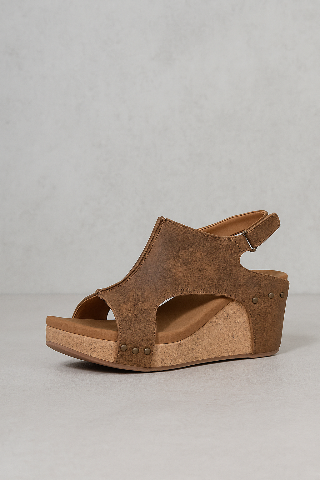 Sandalo con tacco a fascia per donne in camoscio con suola in sughero - - camoscio donne fascia Fashion & Casual sandalo sandalo tacco Sandals sughero suola - Concept Palermo
