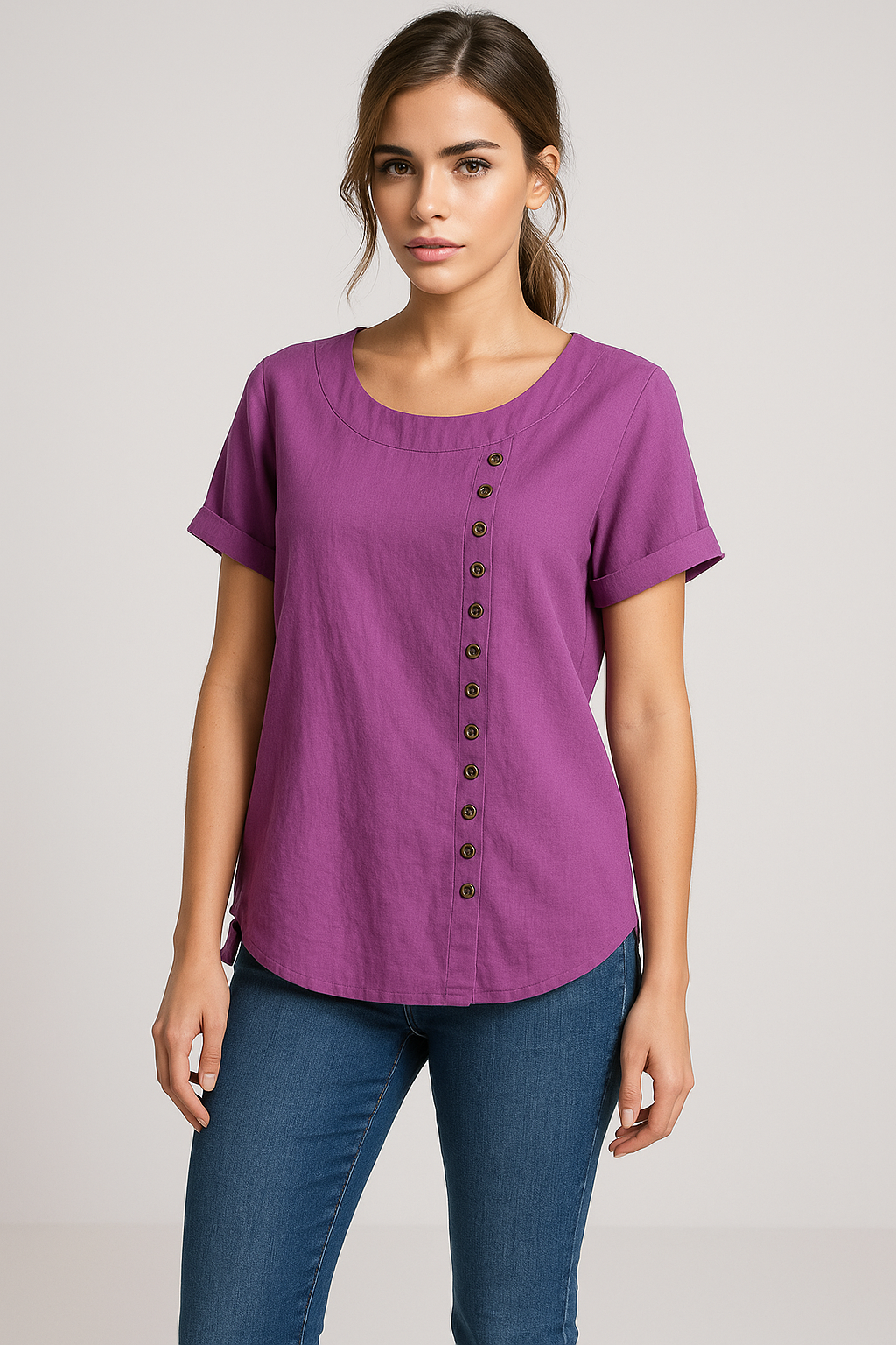 Camicia Uomo Lino con Bottoni, Maniche Lunghe, Casual Estiva - - apertura bottoni camicia camicia lino Fashion & Casual Frauen Oberteil lino uomini women's top clothes - Concept Palermo