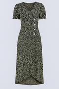 Vestito midi stampato con scollatura a V e bottoni laterali Donna