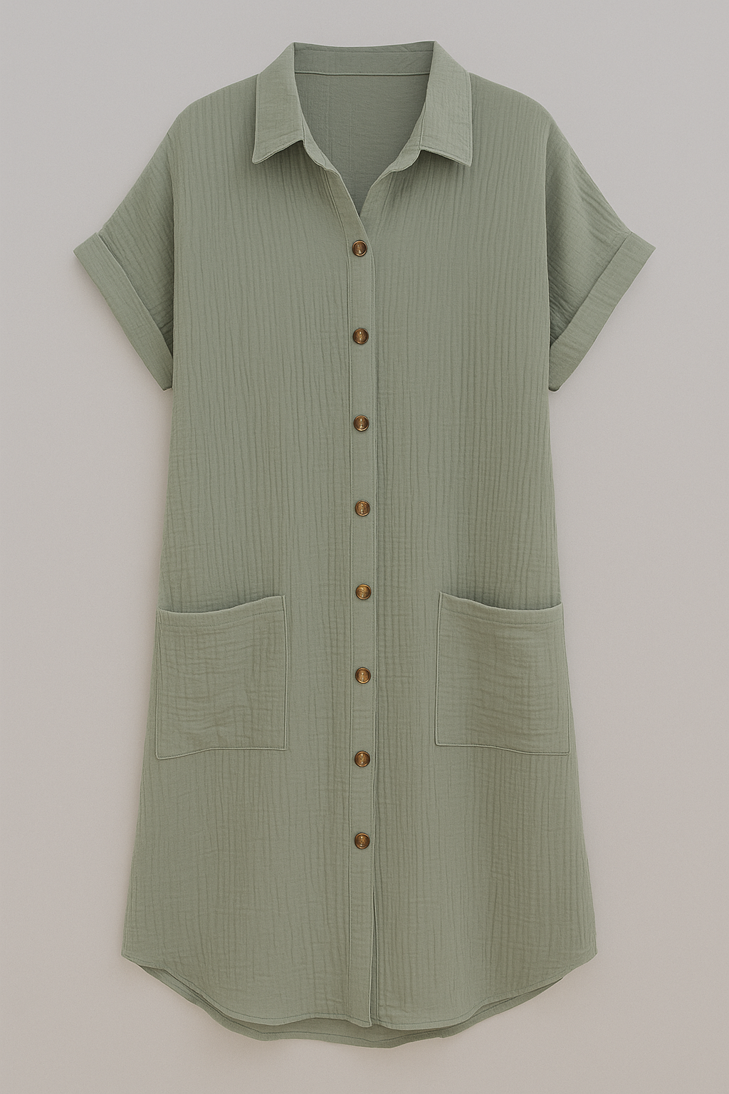 Abito Camicetta in Vaffelbomull con Bottoni Cotone Donna - Grigio - abito abito camicetta bottoni camicetta cotone donna dress dresses Frauen Kleider vaffelbomull women - Concept Palermo