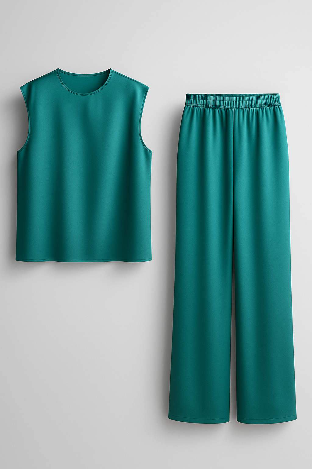 Tailleur Donna Elegante Nero con Pantaloni e Blusa per Cerimonia e Occasioni Speciali - Turchese - abbigliamento casual elegante blusa spalle scese completo completo donna completo due pezzi donna eleganza donna moda femminile outfit moda outfit sets pantaloni ampi pezzi set sofisticato Silka leggero vestiti per ogni occasione - Concept Palermo