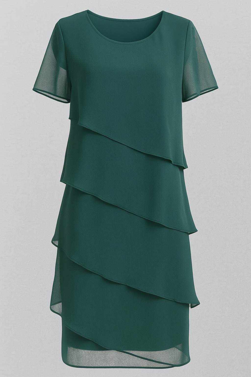 Abito Elegante Donna in Chiffon a Strati per Cerimonia, Sera e Occasioni Speciali - Verde - abito abito chiffon chiffon colori donna dress dress woman dresses female dress look raffinati Women Dress - Concept Palermo