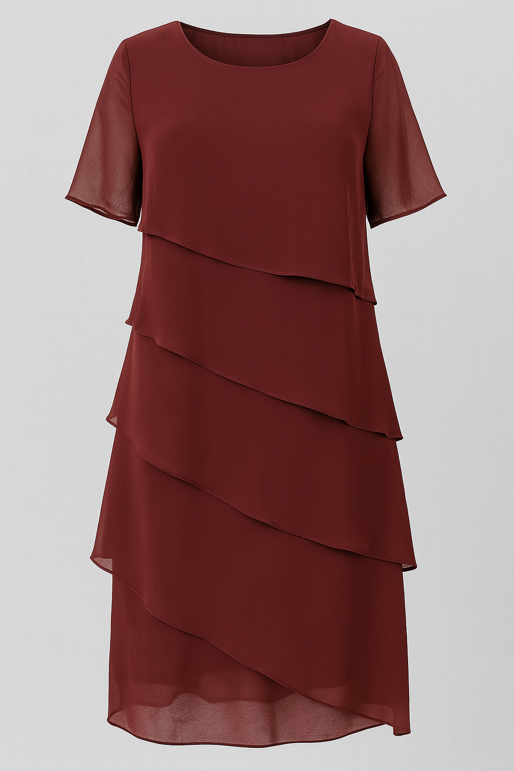 Abito Elegante Donna in Chiffon a Strati per Cerimonia, Sera e Occasioni Speciali - Rosso - abito abito chiffon chiffon colori donna dress dress woman dresses female dress look raffinati Women Dress - Concept Palermo
