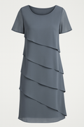 Vestido elegante para mujer en chiffon de capas para ceremonia, noche y ocasiones especiales