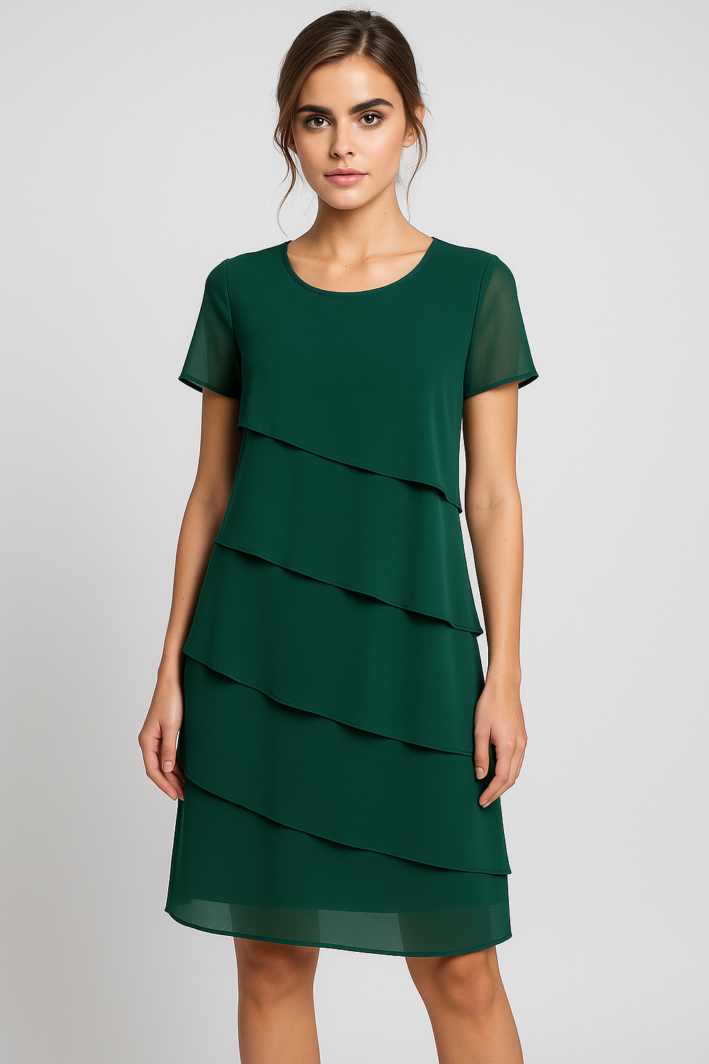 Abito Elegante Donna in Chiffon a Strati per Cerimonia, Sera e Occasioni Speciali - - abito abito chiffon chiffon colori donna dress dress woman dresses female dress look raffinati Women Dress - Concept Palermo