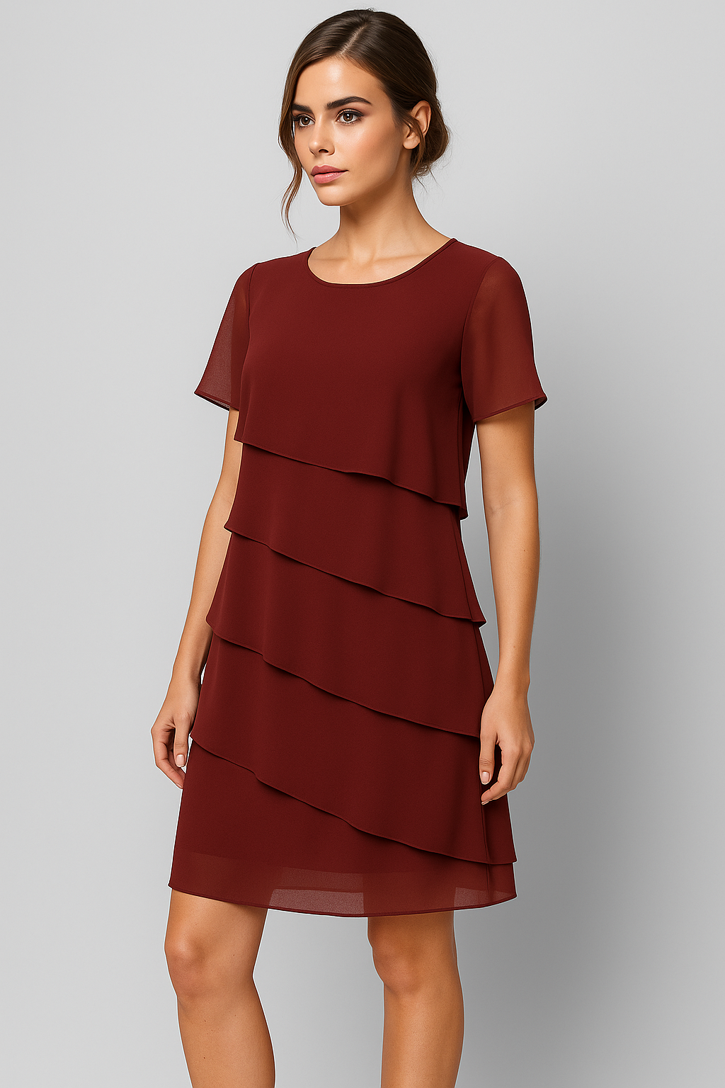 Abito Elegante Donna in Chiffon a Strati per Cerimonia, Sera e Occasioni Speciali - - abito abito chiffon chiffon colori donna dress dress woman dresses female dress look raffinati Women Dress - Concept Palermo