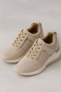 Sneakers Donna Nere con Zeppa 8cm, Dettagli Metallici, Comode ed Eleganti