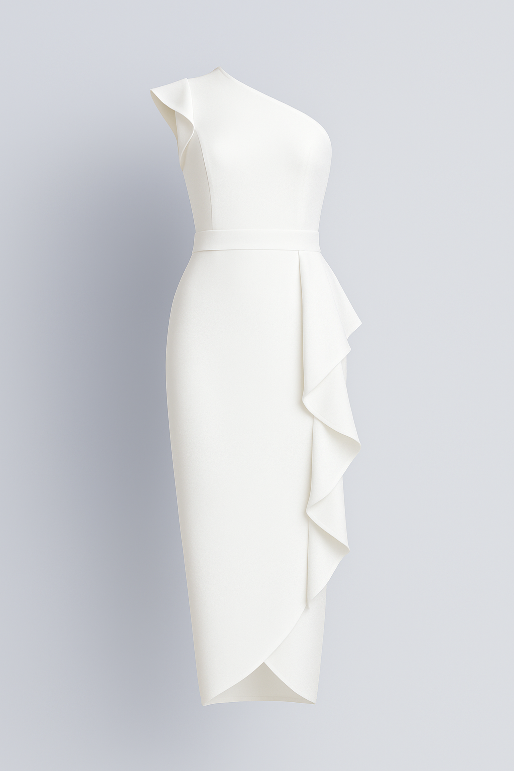 Vestito Donna Elegante Asimmetrico con Rouches - Ideale per Cerimonie e Occasioni Speciali - Bianco - abito abito asimmetrico abito con rouches abito donna abito spalla unica abito versatile asimmetrico design irregolare donna dresses look elegante moda femminile rouches silhouette taillèe tessuto di alta qualità vestito per eventi formali - Concept Palermo