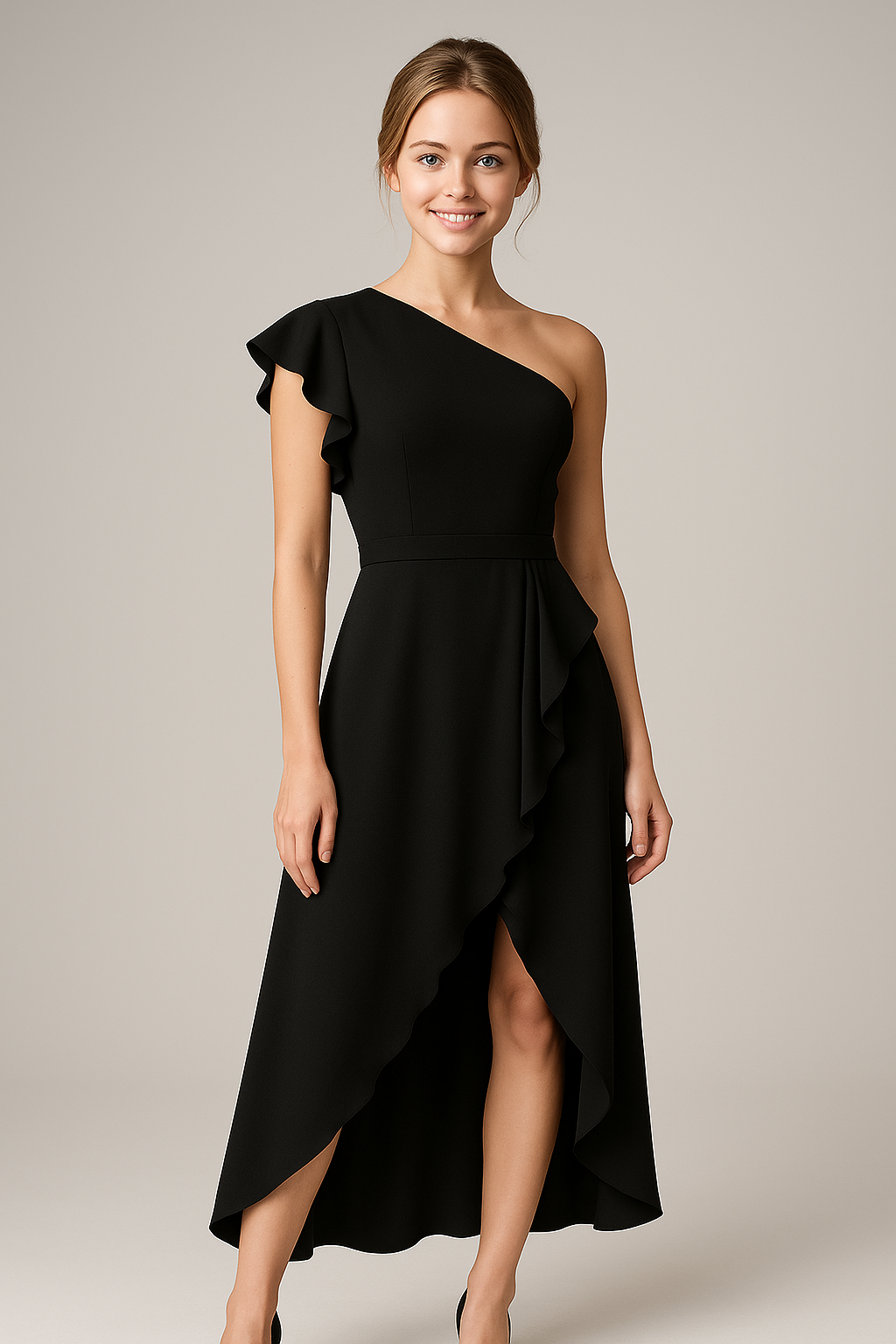 Vestito Donna Elegante Asimmetrico con Rouches - Ideale per Cerimonie e Occasioni Speciali - - abito abito asimmetrico abito con rouches abito donna abito spalla unica abito versatile asimmetrico design irregolare donna dresses look elegante moda femminile rouches silhouette taillèe tessuto di alta qualità vestito per eventi formali - Concept Palermo
