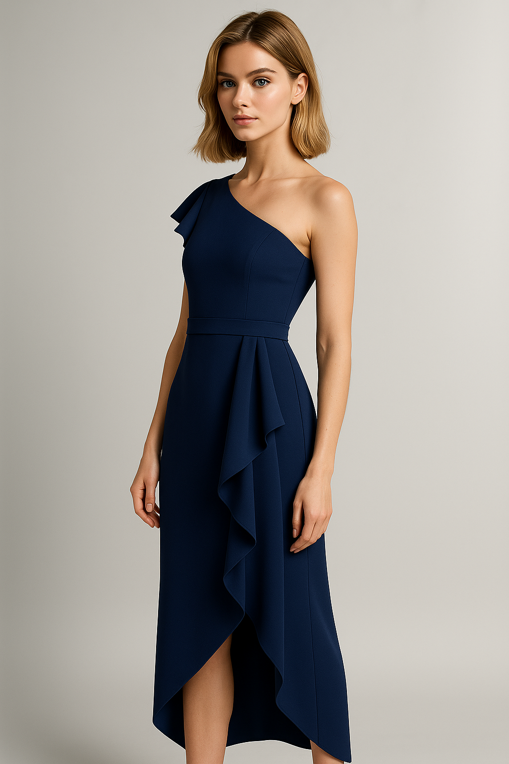 Vestito Donna Elegante Asimmetrico con Rouches - Ideale per Cerimonie e Occasioni Speciali - - abito abito asimmetrico abito con rouches abito donna abito spalla unica abito versatile asimmetrico design irregolare donna dresses look elegante moda femminile rouches silhouette taillèe tessuto di alta qualità vestito per eventi formali - Concept Palermo