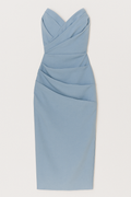 Abito Midi Donna Senza Spalline con Spacco Elegante per Cerimonia Estiva