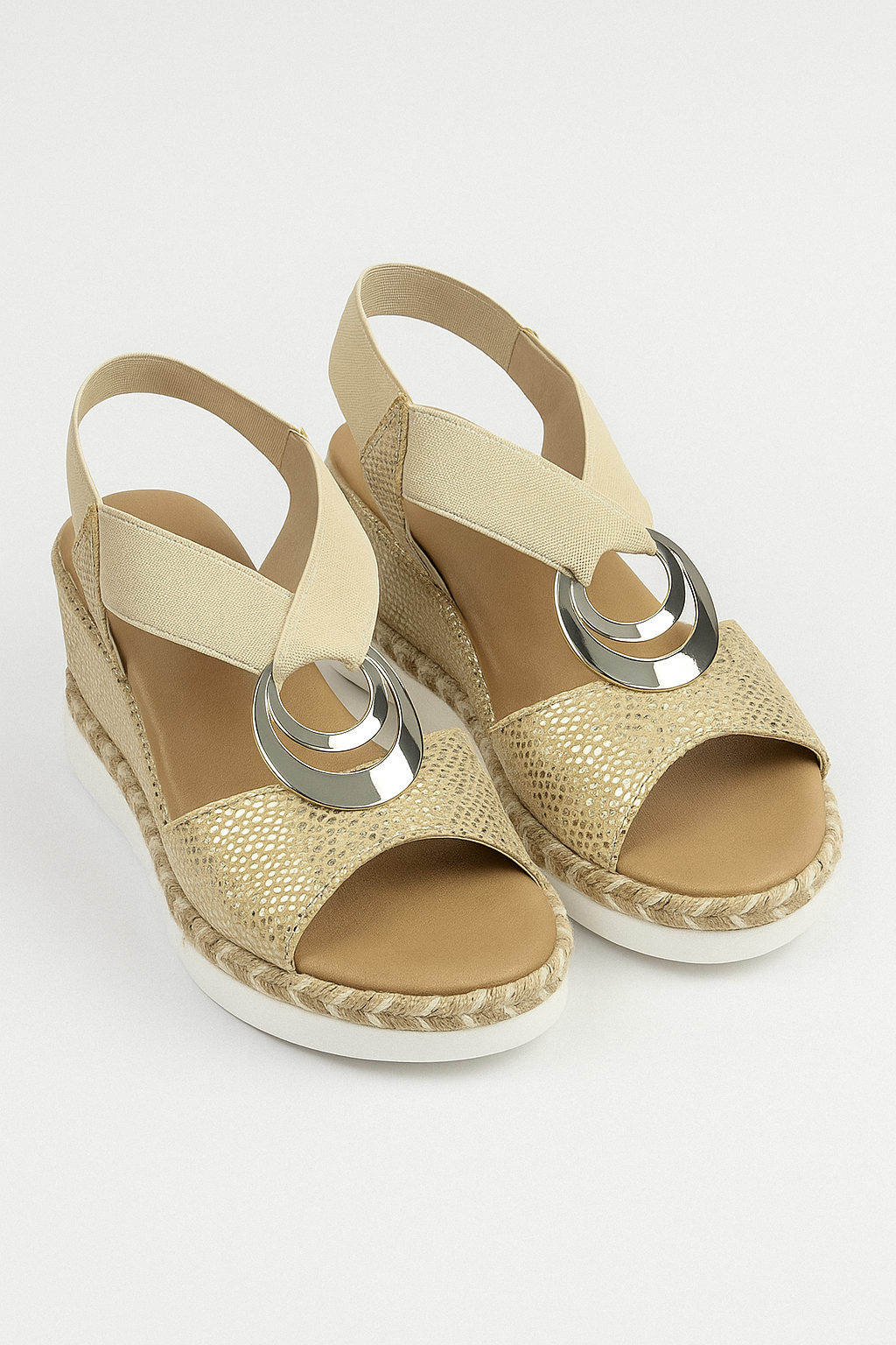Sandali Uomo Neri Platform in Pelle Sintetica con Fascia Elastica e Anello Metallico - Oro - anello elastica fascia lenta metallizzato platforme sandalen sandali sandali platforme sandals schoenen - Concept Palermo